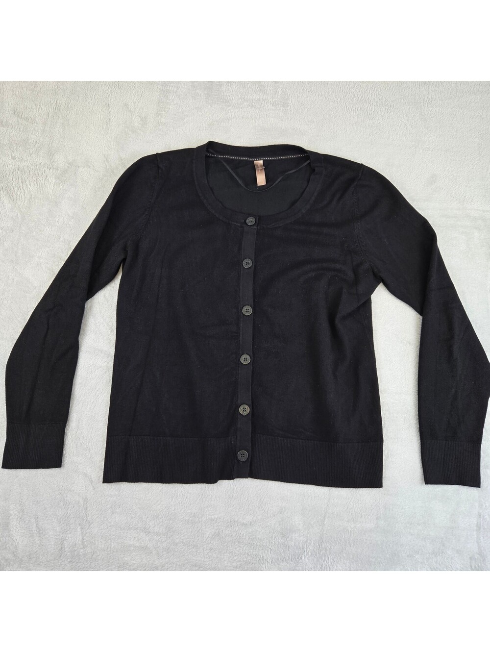 White Stag Black Button Front Lightweight Cardigan Sweater Size L Classic Fit